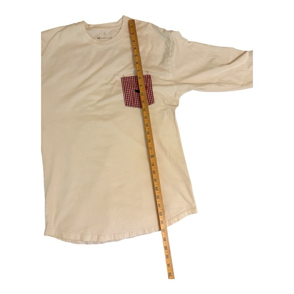 Southern Marsh Cream Long Sleeve Tee with Red Pocket - Picture 5 of 5
